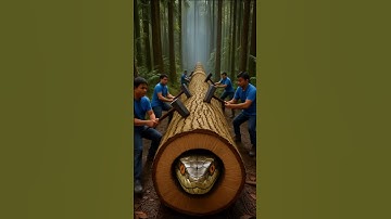 rescue giant python in wood trunk #animals #funny #shorts #viral