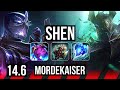 Shen vs mordekaiser top  8220 6 solo kills 400 games godlike  euw master  146