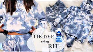 NonToxic Tie Dye using RIT DYE | DIY Blue Sweatsuit  Cloud Tie Dye