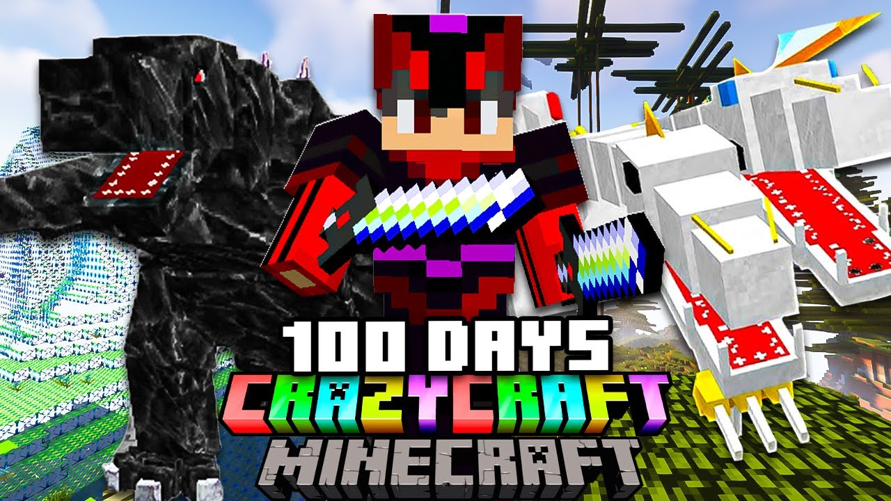 I Survived 100 Days In Crazy Craft In Minecraft! (Full Movie)