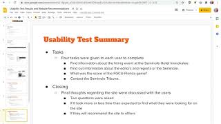 Usability Test and Website Recommendations