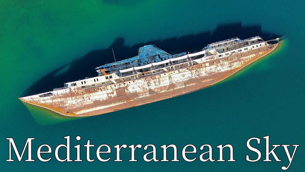 Mediterranean Sky Shipwreck, Elefsina gulf, Greece - by drone [4K]. 