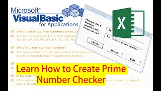 Learn How to Make Prime Number Checker in #Microsoft #Excel using #VBA Coding screenshot 1