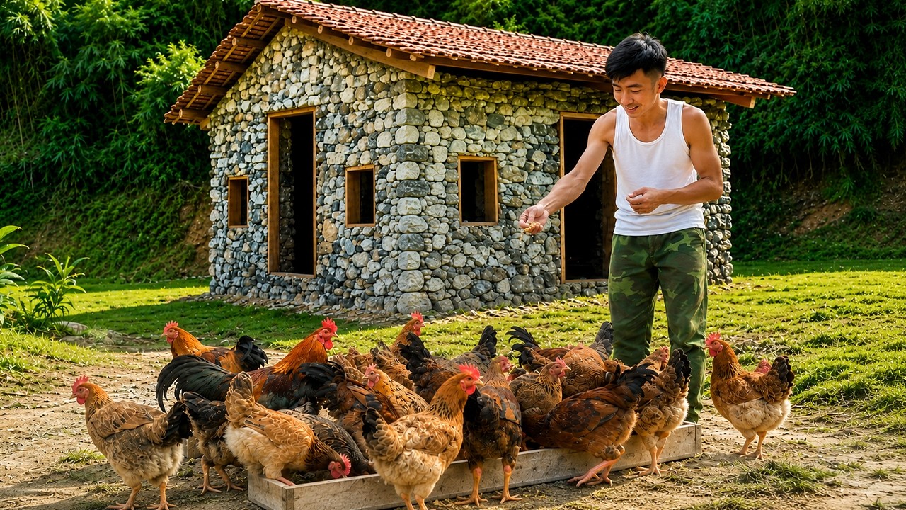 A new life in the mountains: raising more chickens and completing the home.