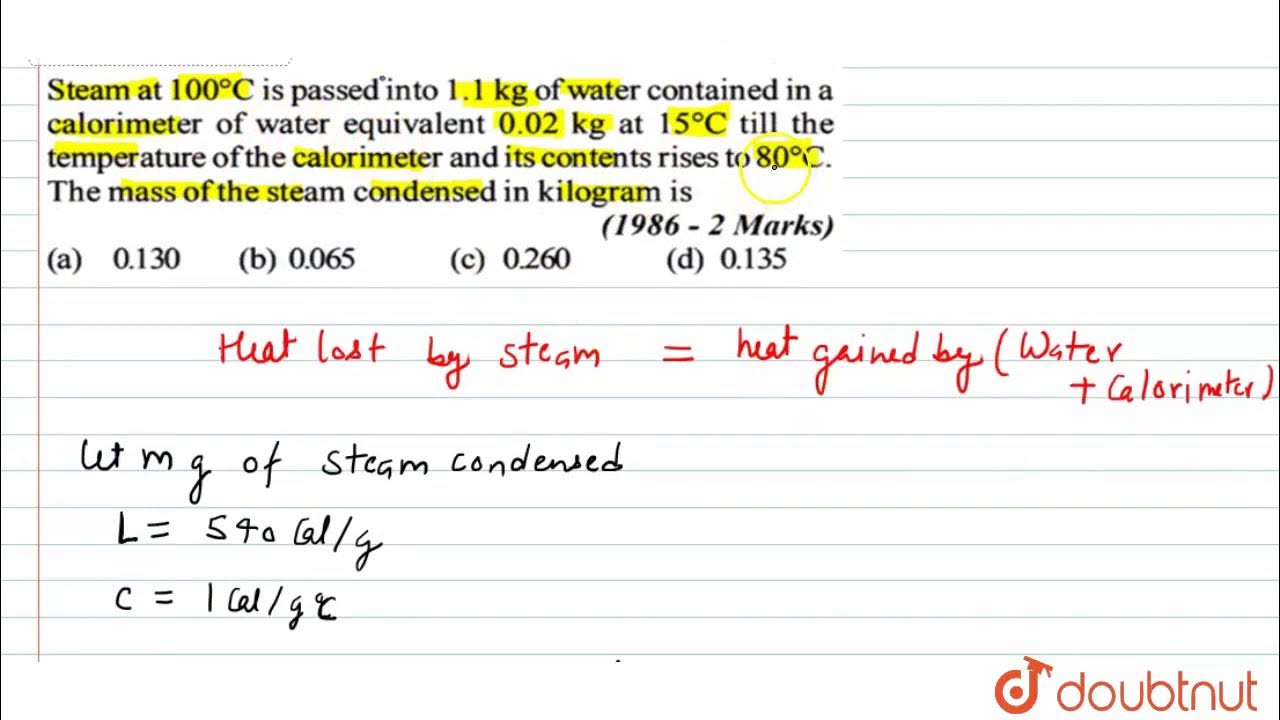 Steam at `100^C` is passed into 1.1 kg of water contained in a