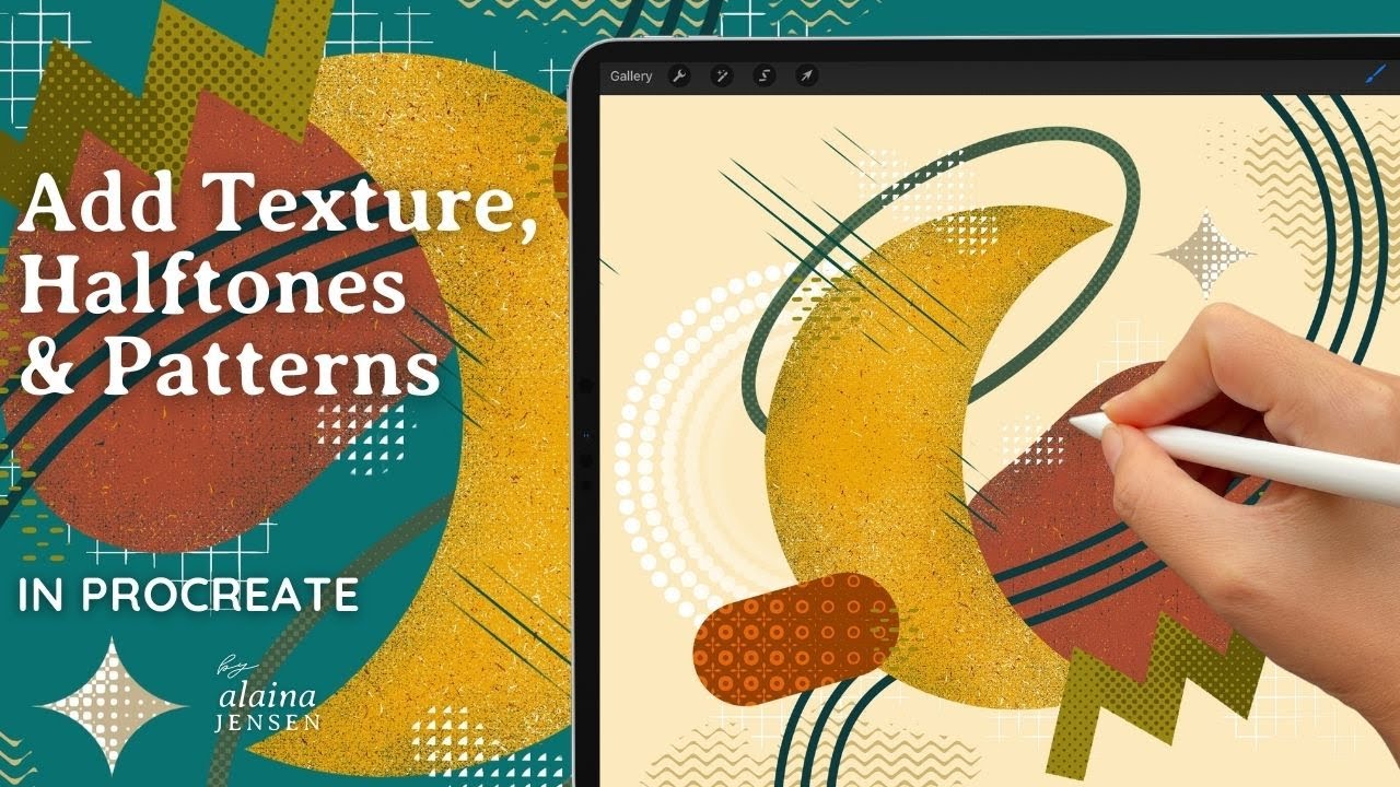How to Add Texture, Patterns & Halftones to Abstract Art in Procreate with Midcentury Magic Brushes