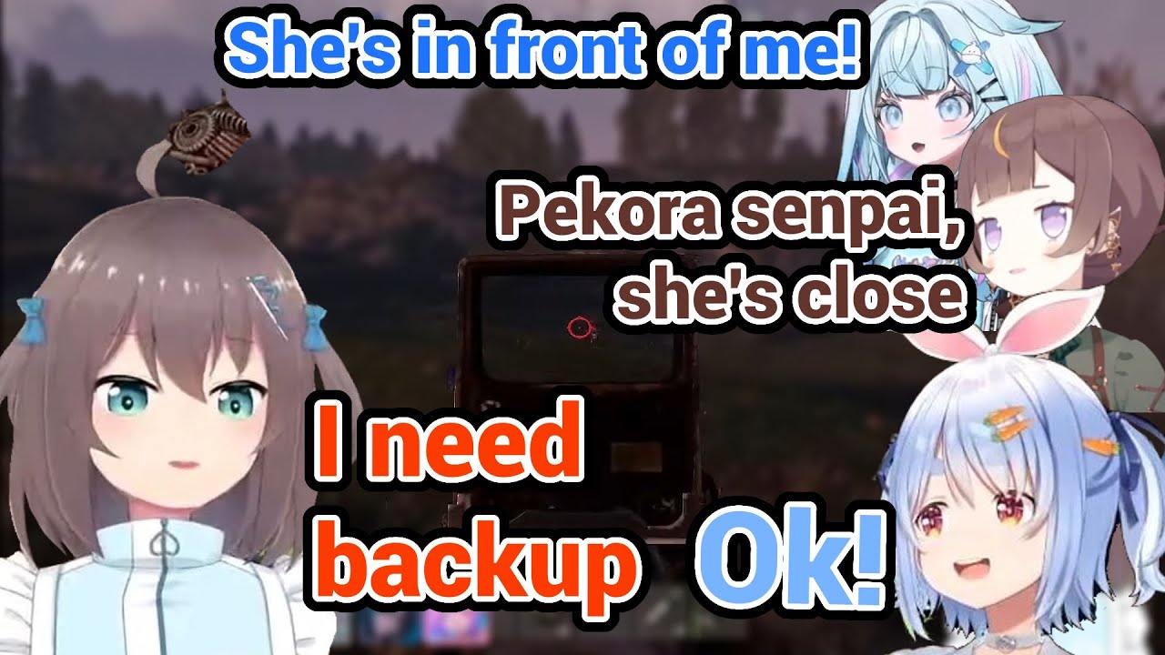 (All POV) Matsuri 1 v 4 Su Anya Pekora Nene in Hololive Rust PVP!!!