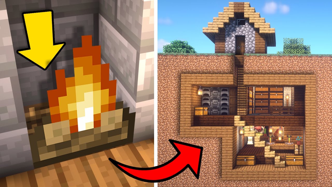 Minecraft: Como Construir una entrada Secreta en una Chimenea | Base Secreta  Bajo Tierra - YouTube