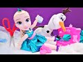 Frozen Karlar Ülkesi. Olaf Elsa için dikişsiz şık elbise yapıyor. Eğitici oyun.