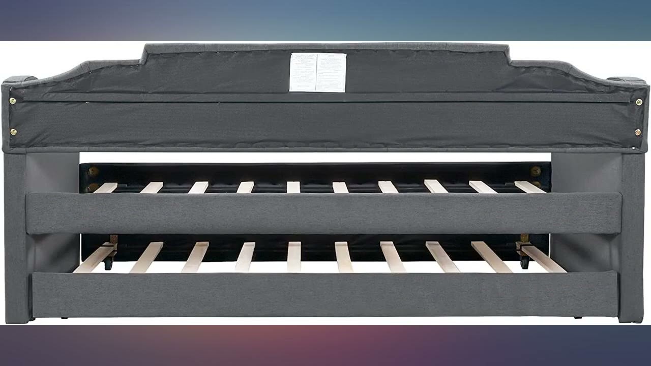 Twin Upholstered Daybed with Trundle, Upholstered Tufted Sofa Bed, Twin Bed with review