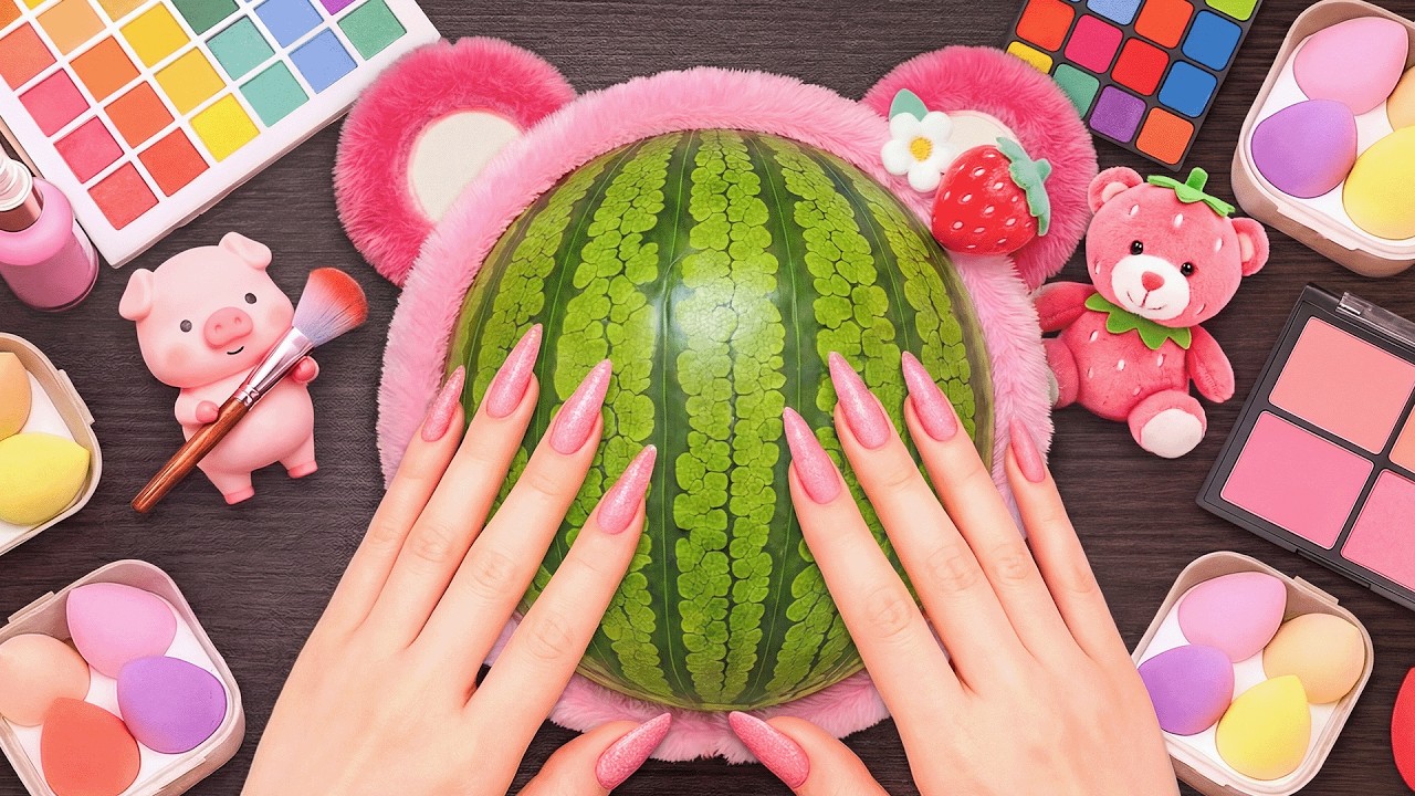 수박 위에서 하는 ASMR 메이크업 (노 토킹)