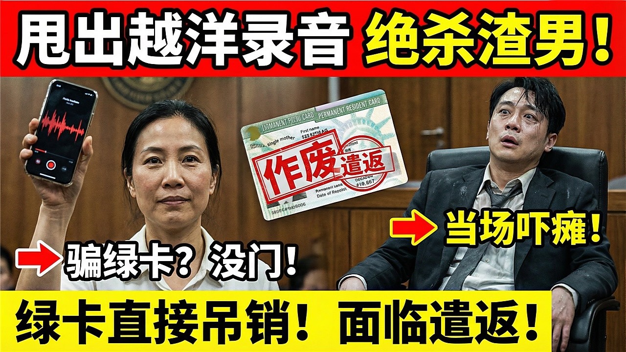 骗到绿卡立马变脸！单亲妈妈法庭甩出“越洋录音”绝杀，渣男当场吊销身份面临遣返…