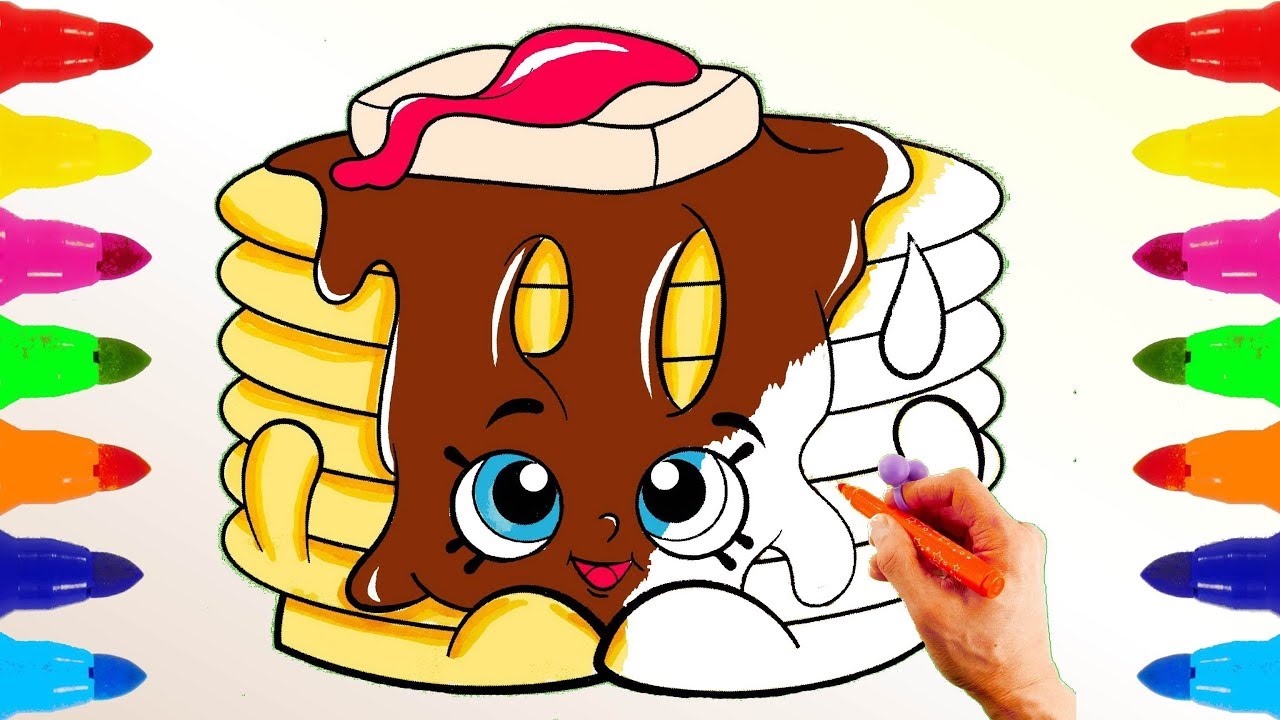 Learn Colors with Shopkins Pamela Pancake Coloring Pages and Colored Markers For Kids Children