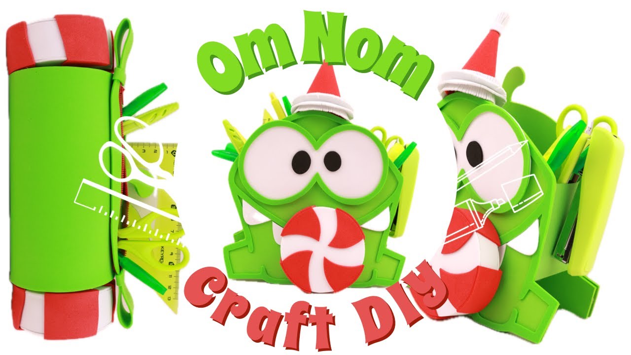 DIY Om Nom Pencil Case & Desk Organizer with Squishy Candies 🍬| Christmas Style
