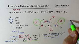 Exterior Angle Theorem in a Triangle Concept Application
