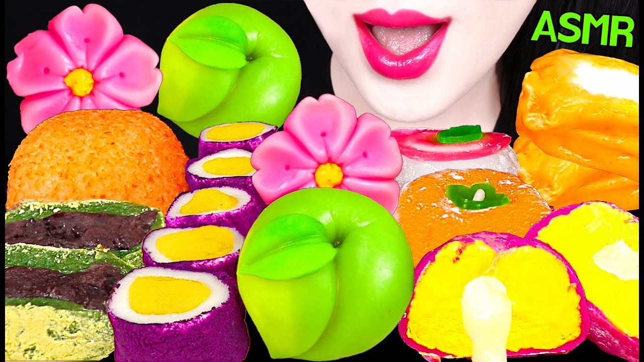 ASMR FRUIT RICE CAKE, CHEESE TTEOK, SNOBALL MARSHMALLOW 과일 화과자, 치즈 떡, 스노볼 마쉬멜로우 먹방 MUKBANG