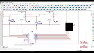 3 bit asynchronous up counter in Multisim by (+ve) edge trigger JK flipflop