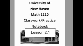 CWP Math 1110 Lesson 2.1