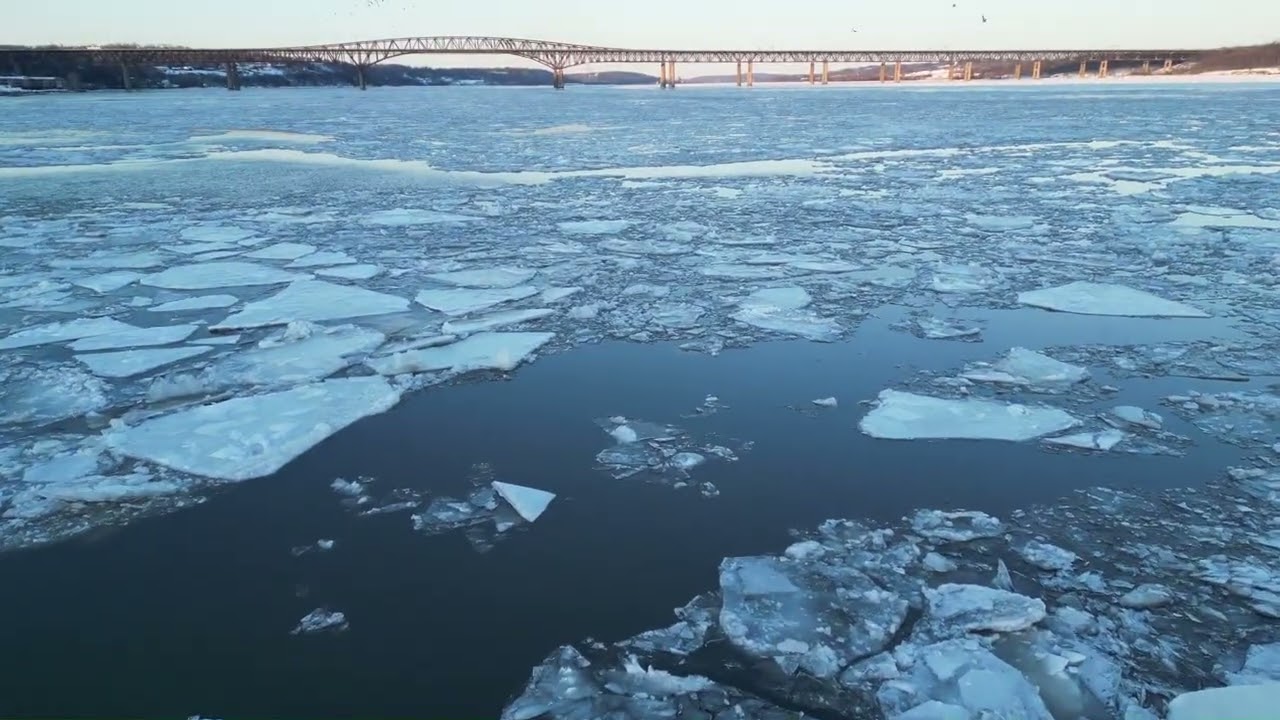 2026 Jan Icy Hudson River Newburgh  Drone