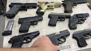 Kahr PM9, S&W Shield, Kel-Tec PF-9, Ruger LCP size comparison