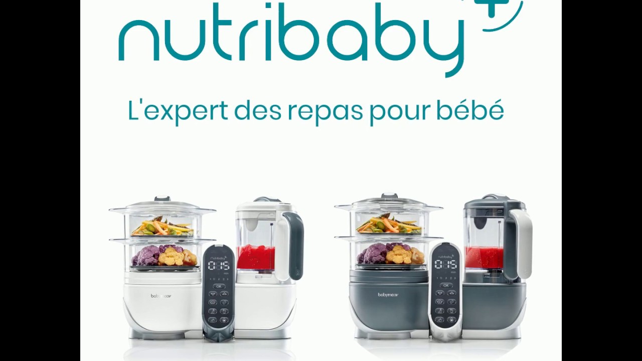 Robot multifonction préparateur culinaire cuiseur et mixeur BABYMOOV  Nutribaby One - noir-gris-bleu, Puériculture