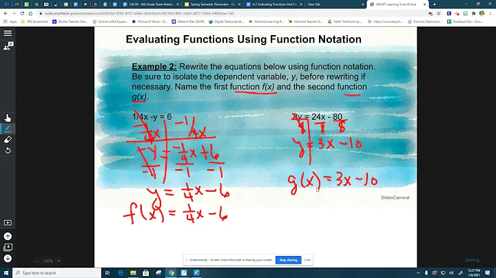 A.7 Evaluating Functions and Function Notation Notes