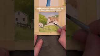 Watercolor landscape painting miniature #watercolor #painting #art #speedpaint #shorts #barn