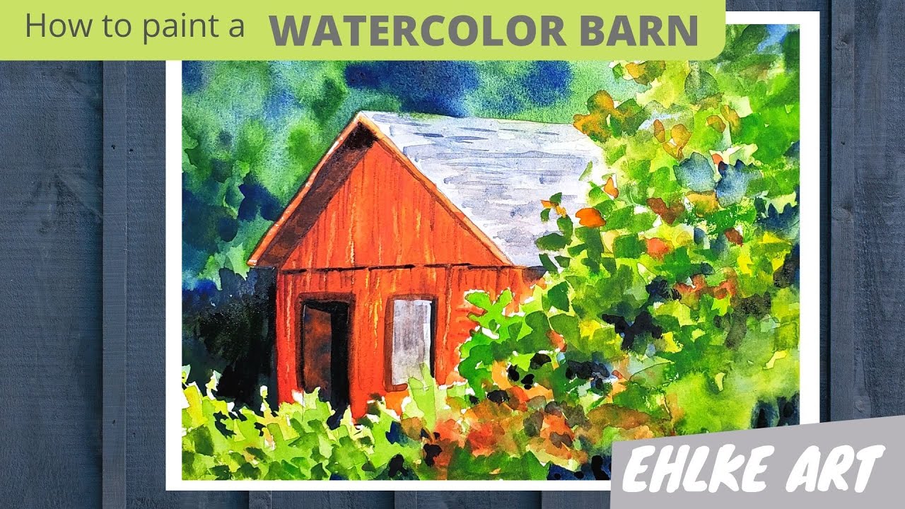 Paint a WATERCOLOR BARN - YouTube