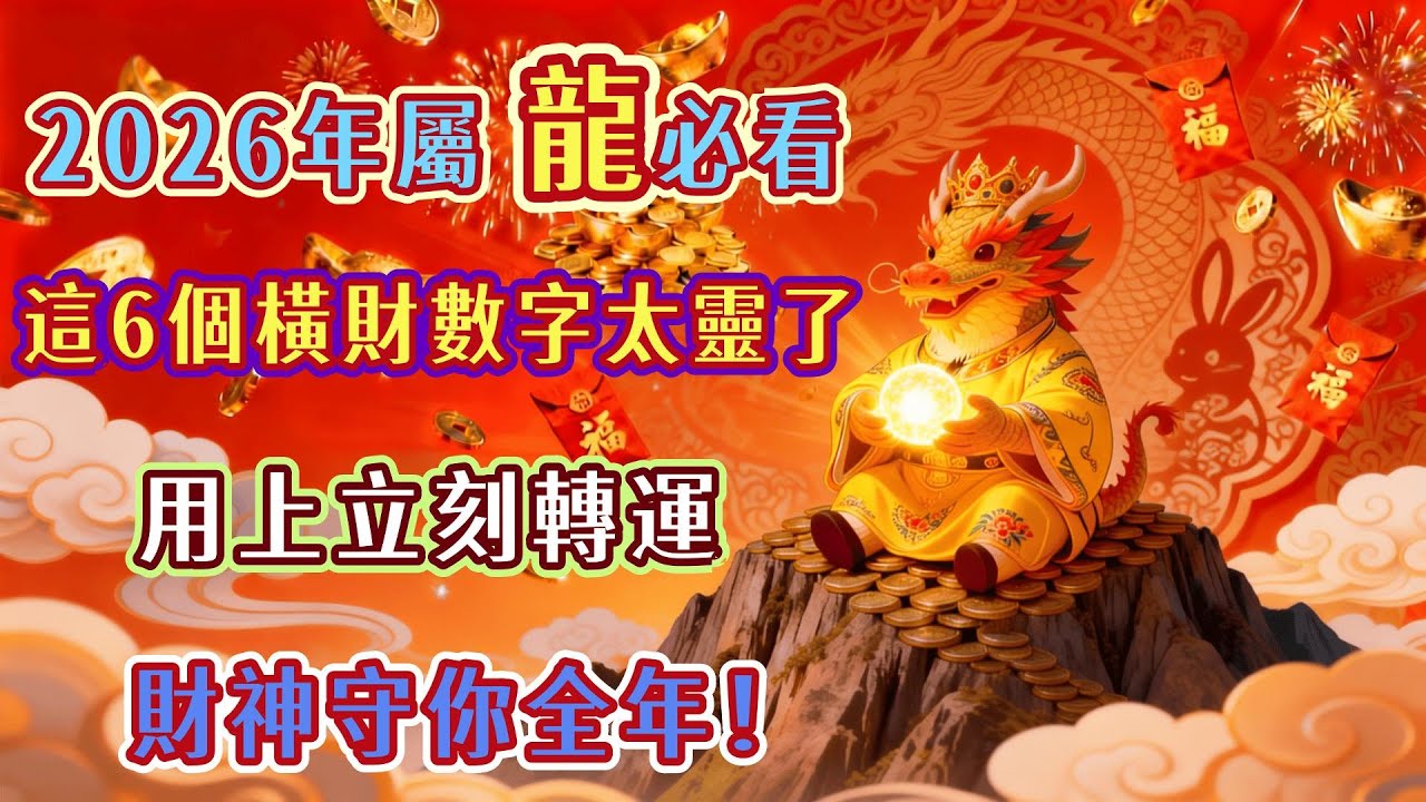 2026年屬 龍必看！這6個橫財數字太靈了，用上立刻轉運，財神守你全年！2026年上半年运势