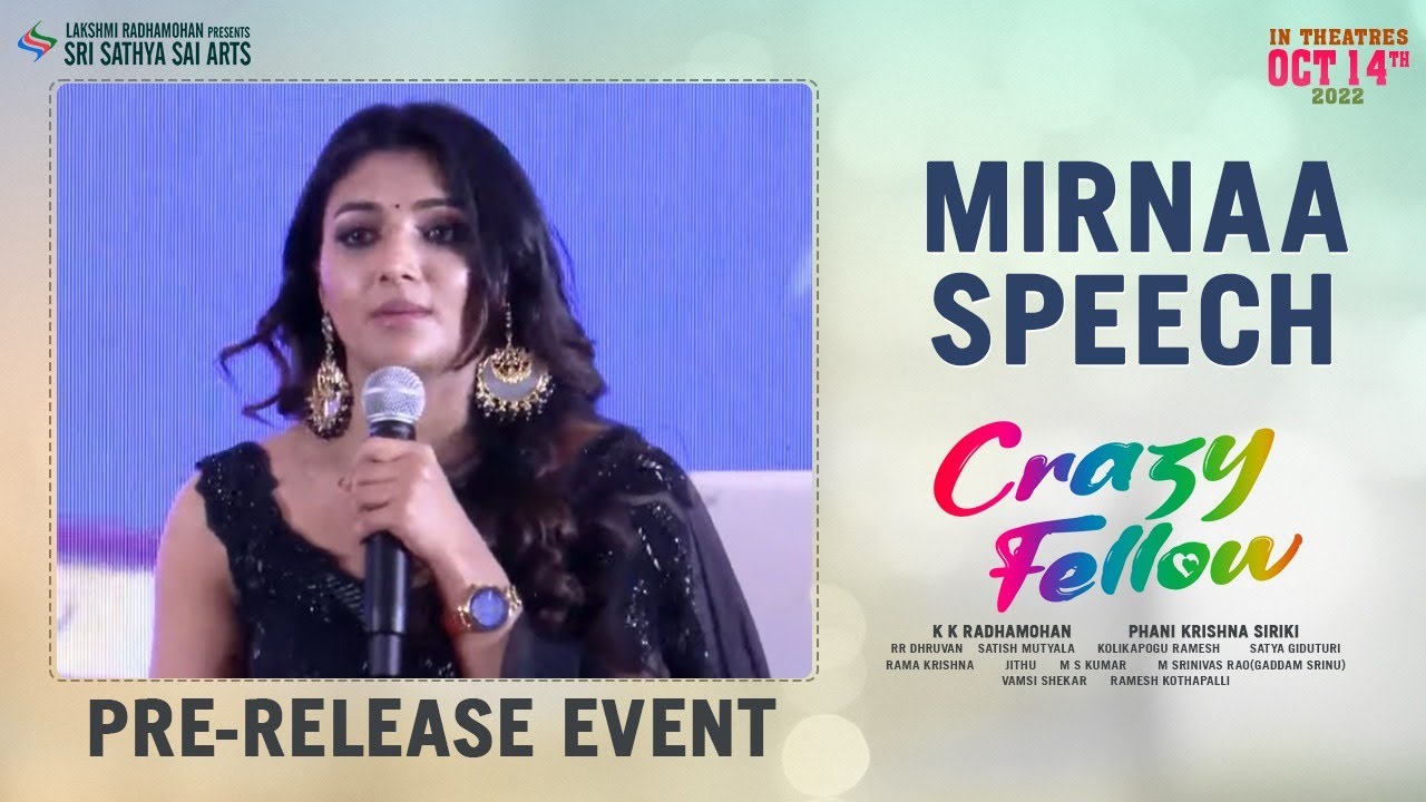 Mirnaa Speech | Crazy Fellow Pre Release Event | Aadi Saikumar | Digangana | Mirnaa | RR Dhruvan