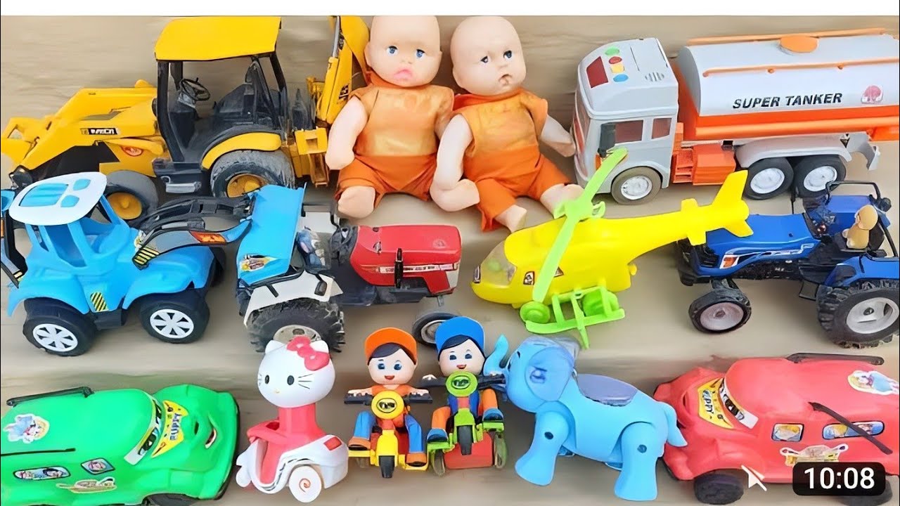 tractor, gadi wala cartoon,helicopter toy video, car, JCB, train, , dump,  truck, bulldozer | EP-58 - YouTube