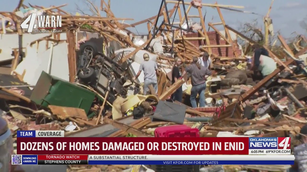 Dozens of homes damaged or destroyed in Enid - YouTube