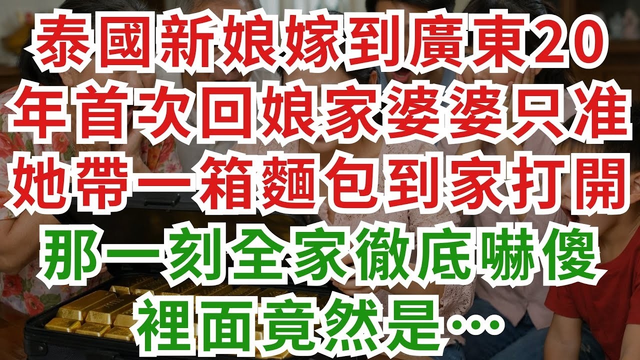 深夜淺談 泰國新娘嫁到廣東20年，首次回娘家，婆婆只准她帶一箱麵包；到家打開那一刻，全家徹底嚇傻，裡面竟然是……#淺談人生#民間故事#孝顺#儿女#讀書#養生#深夜淺讀#情感故事#房产#晚年哲理