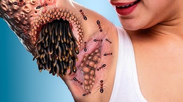 Deep Cleaning Animation - ASMR Removing Ticks, Maggots and insects from Armpit