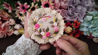 Stitch Flower Embroidery Brooch - Vintage Lace Embroidered Brooch - How To Make Embroidery Brooch