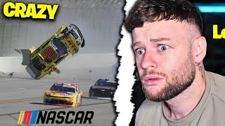 REACTING TO ABSOLUTLEY CRAZY NASCAR BARREL ROLLS!