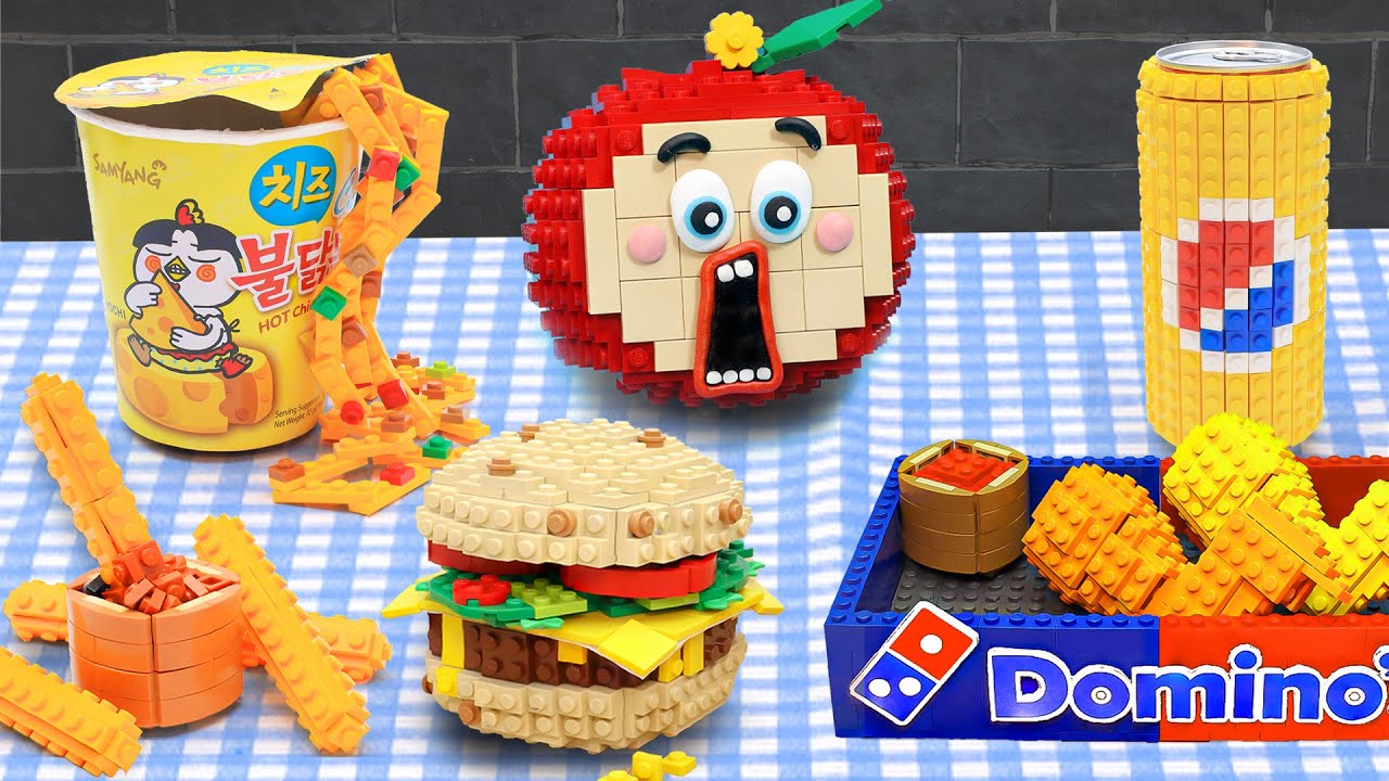 Lego Food | Red Apple Domino's: "Viral" Pizza Order IN JAIL | Emergency PIZZA Recipe Ft.Lego Cooking