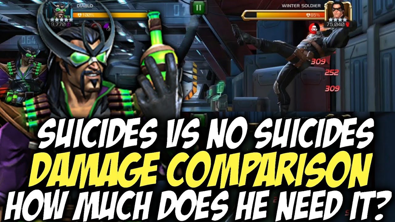 Diablo With Suicide Masteries Vs No Suicides Damage Comparison | Marvel Contest Of Champions