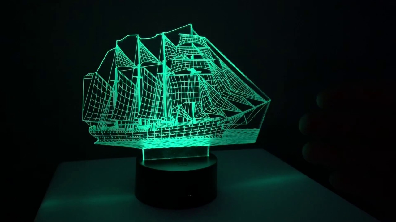 Traffic Sailing Boat 3D Illusion Lamp Night Light 3DL183 Unboxing and ...