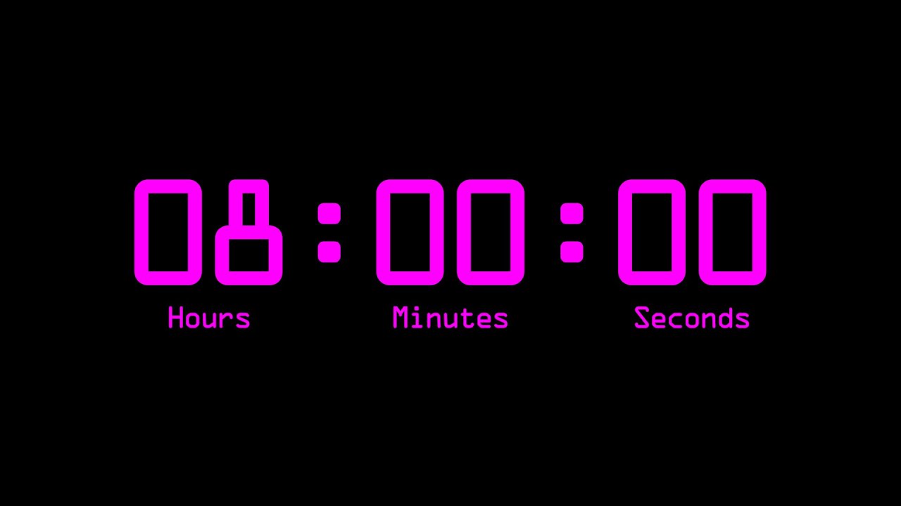 8 Hours Countdown Timer with Alarm & Time Markers / Chapters - Retro ...