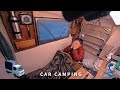 Winter car camping fear of power outage octopus roast takoyakia campervan of my own making147