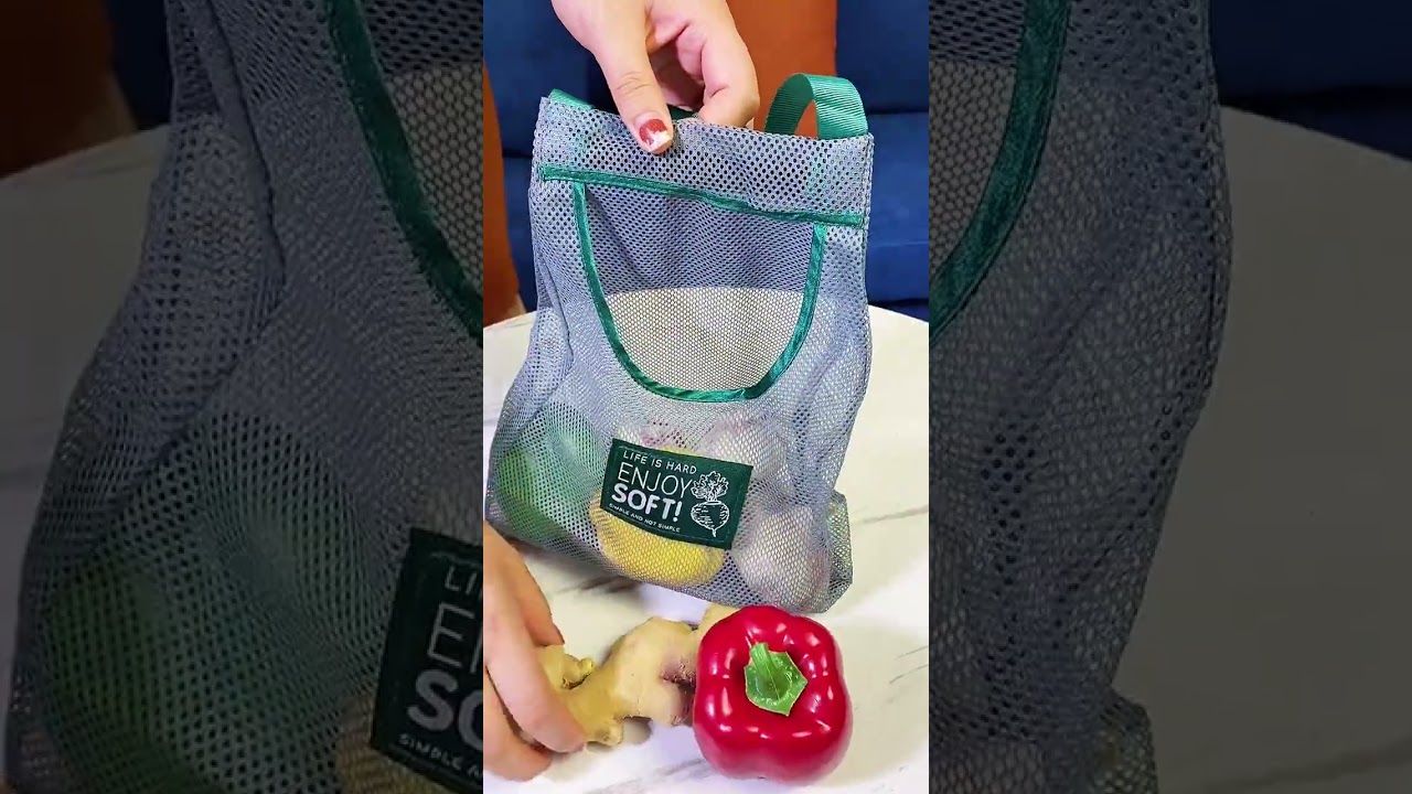 Smart Kitchen Hack: Breathable Mesh Bag for Veggies & Fruits | Storage