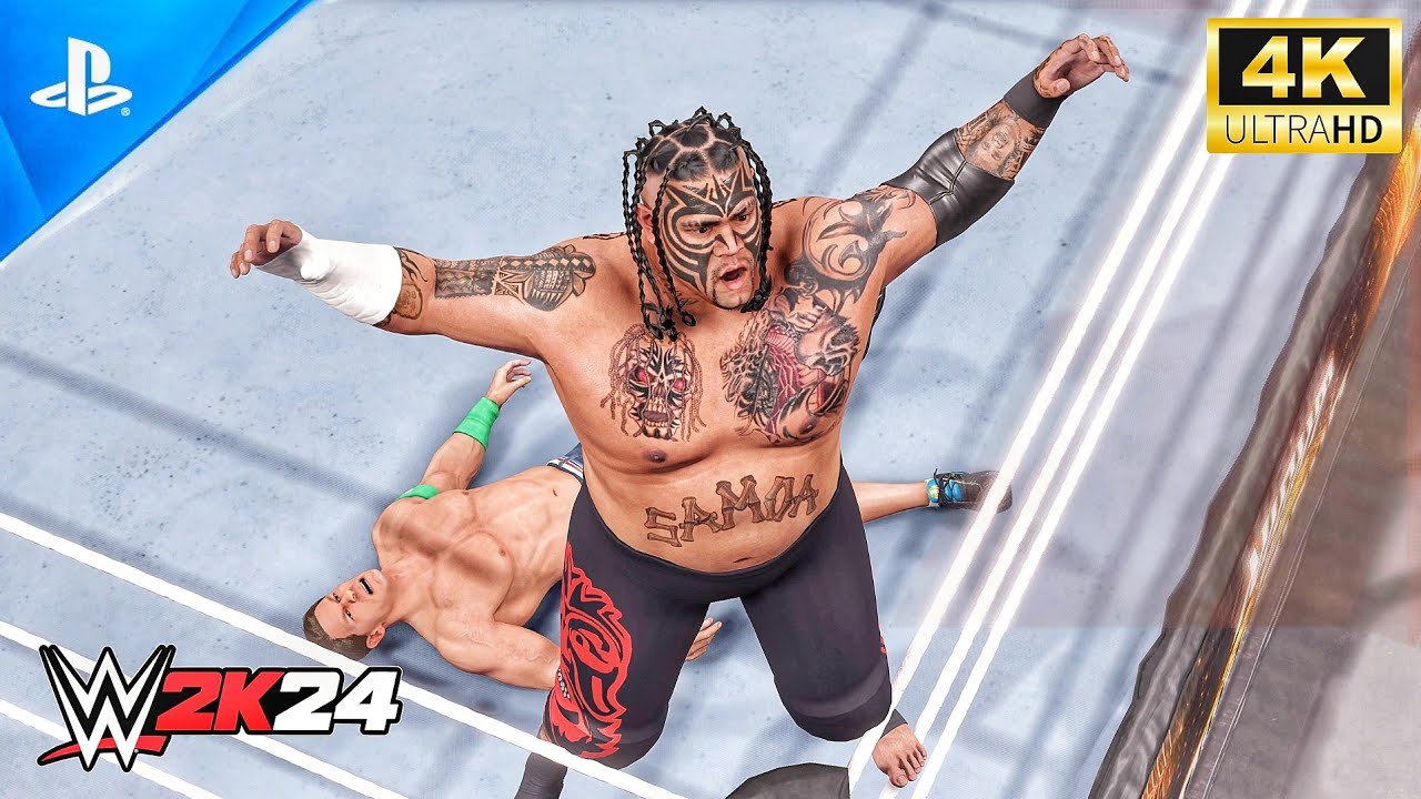 WWE 2K24 - Umaga vs John Cena | Hell in a Cell Match WWE Championship ...