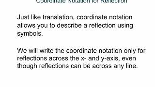 Coordinate Notation for Reflection