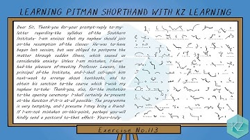 Pitman Shorthand - Exercise No.113 Dictation (85 WPM) - KZ Learning