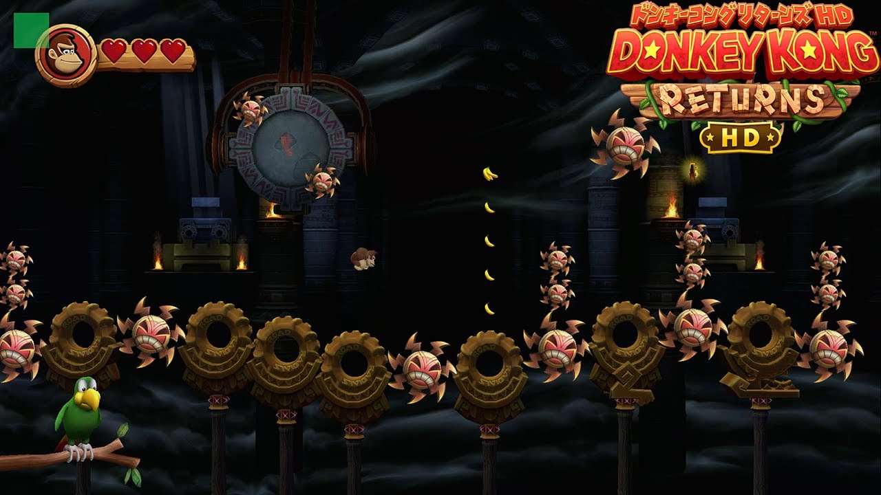 【フォレストエリア】5-8 だっしゅつ！虫のやかた  5-K タルたいほうラビリンス 5-B ナゾの追せき者 マンゴルビー KONGパネル ピースの場所 攻略【ドンキーコング リターンズ HD】