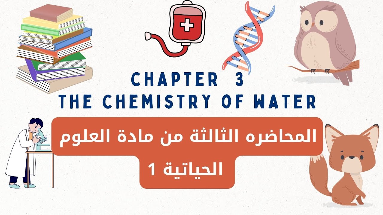 المحاضره الثالثه من مادة العلوم الحياتية 1 كيمياء الماء |Chapter 3 The chemistry of water