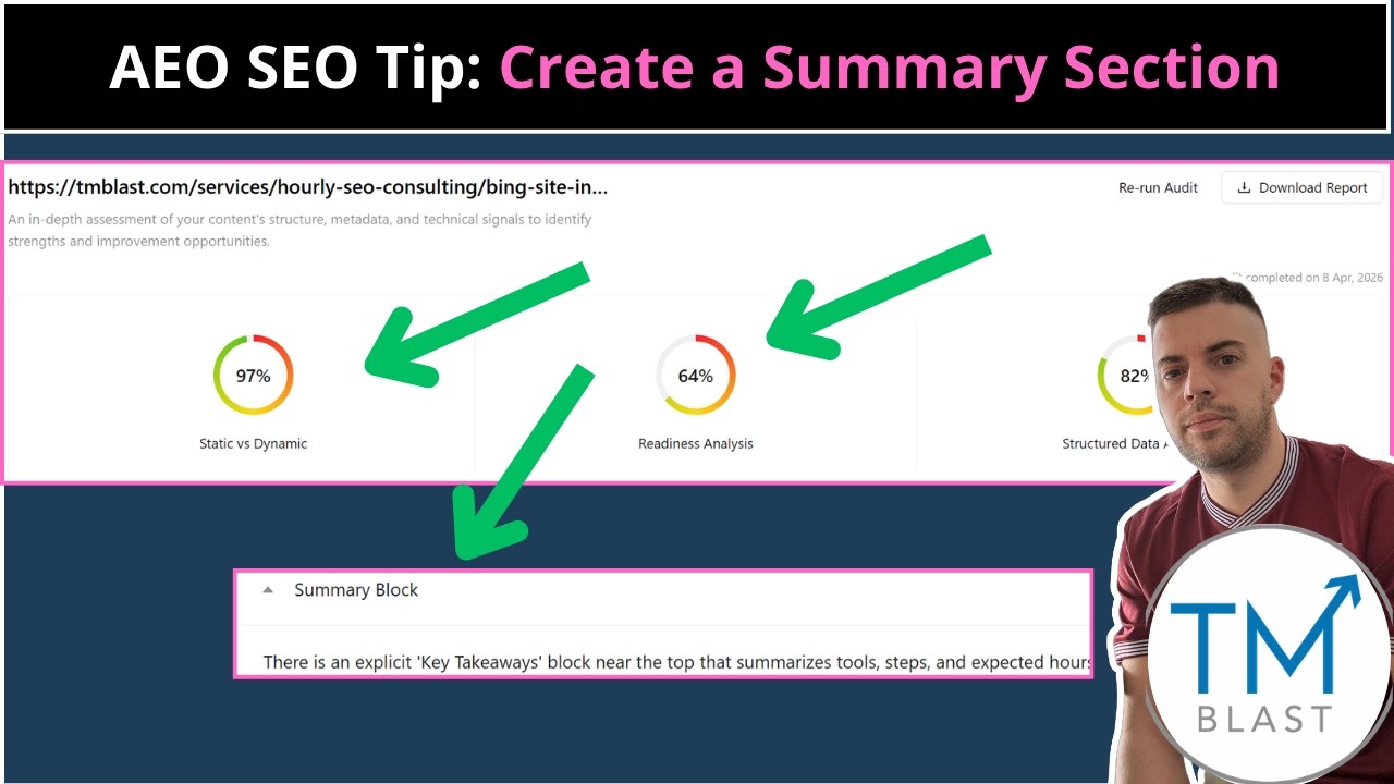 AEO SEO Tip - Create a Key Takeaway Section on Your Landing Page