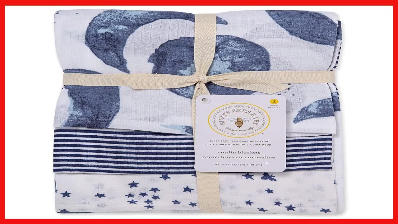 Burt's Bees Baby Swaddles, Muslin Cotton Blankets, Multipurpose