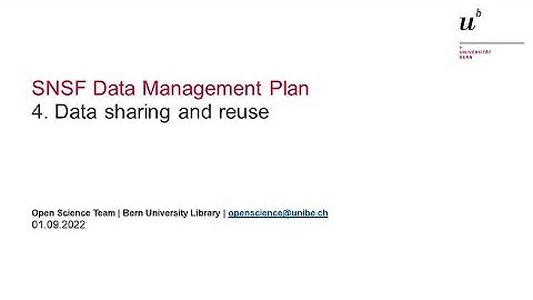 SNSF Data Management Plan - Data sharing and reuse